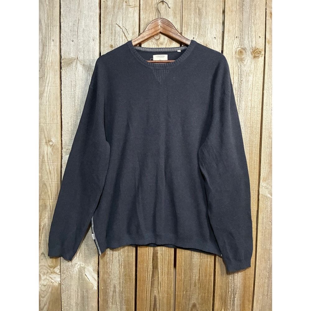 Linksoul John Ashworth & Co Mens XL Navy Blue Ribbed Crewneck Cotton Sweater
